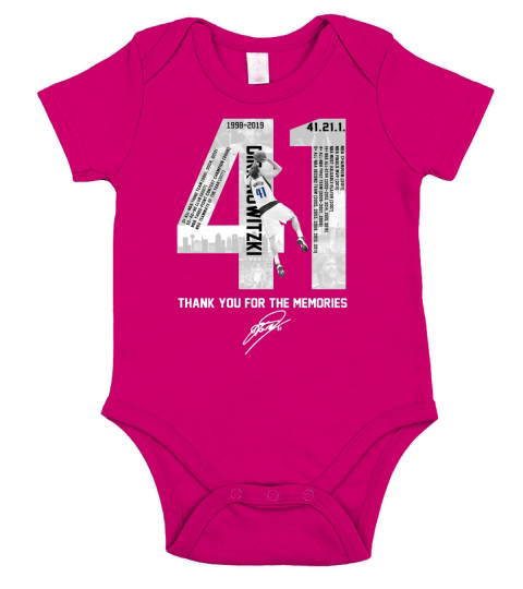 41 Dirk Nowitzki Thank You For The Memories Signature Short Sleeve Baby One-Piece