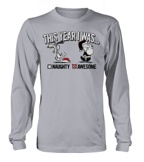 Peanuts Snoopy Naughty Awesome Christmas Men's Long Sleeve
