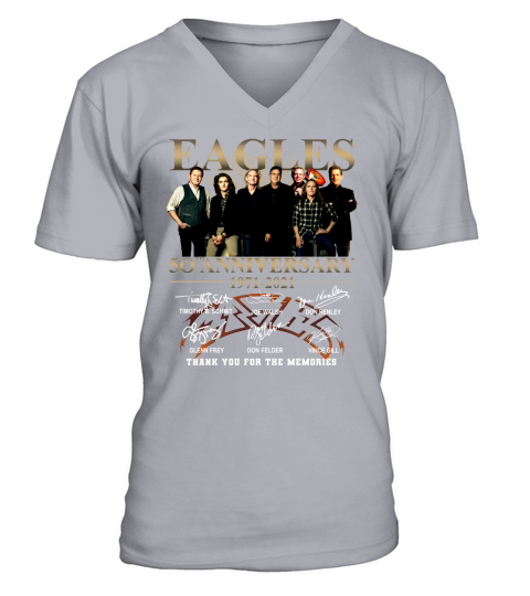 Eagles 50th Anniversary 1971 2020 Thank You For The Memories Signatures V-Neck T-shirt