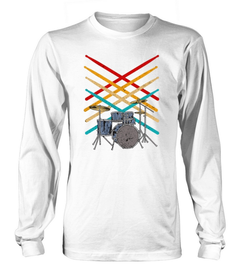 Retro Drum Sticks Music Drums fuuny gift Drummer Women's Long Sleeve