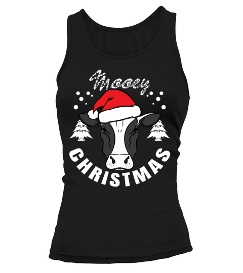Mooey Christmas - Cow Head with Santa Hat Design Women's Tank Top