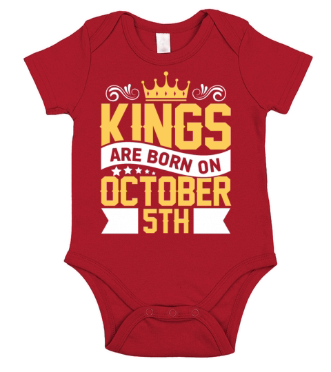 Kings are Born on October 5th Birthday on October Short Sleeve Baby One-Piece