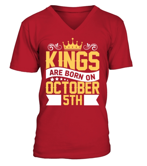 Kings are Born on October 5th Birthday on October Men's V-Neck T-shirt