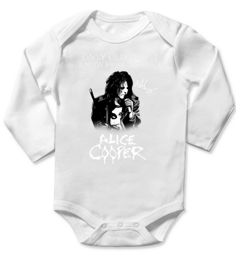Alice Cooper only old people know how to rock signature Long Sleeve Baby One-Piece