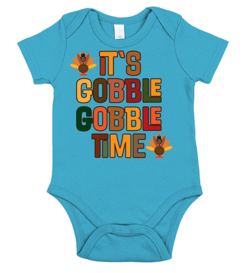 Thanksgiving Gobble Gobble Time Short Sleeve Baby One-Piece