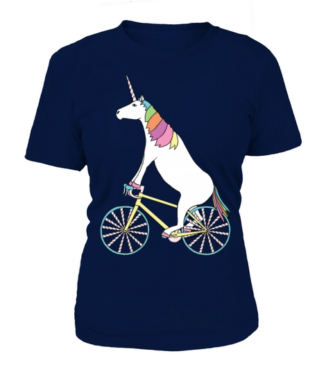 Unicorn Riding Bike With Unicorn Horn Spoked Wheel Women's T-Shirt