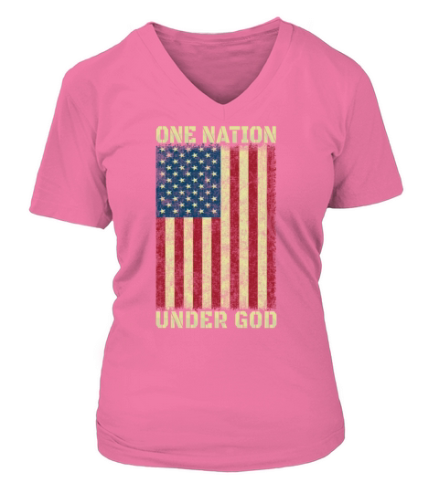 One Nation Under God 4th Of July American Flag Vintage Women's V-Neck T-shirt