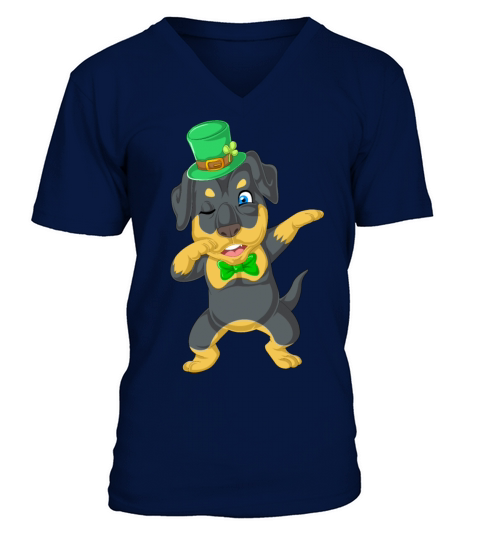 dabbing rottweiler st patricks day Men's V-Neck T-shirt