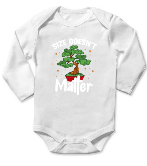 Size Doesnt Matter Bonsai Tree Long Sleeve Baby One-Piece
