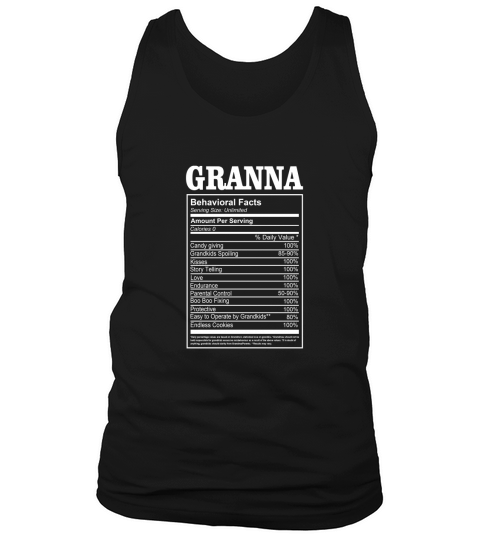 Cute GRANNA Nutrition Facts Behavioral Graphic Grandma Gift Tank Top Unisex