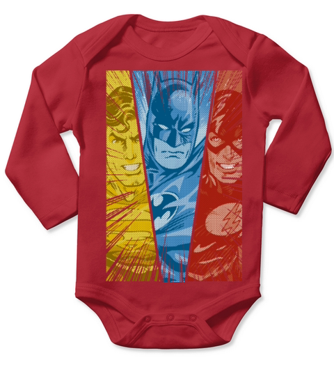 Justice League Superman Batman Flash Long Sleeve Baby One-Piece