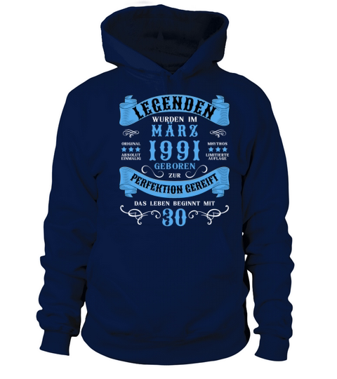 30th Birthday 30 Years March 1991 Men's Hoodie