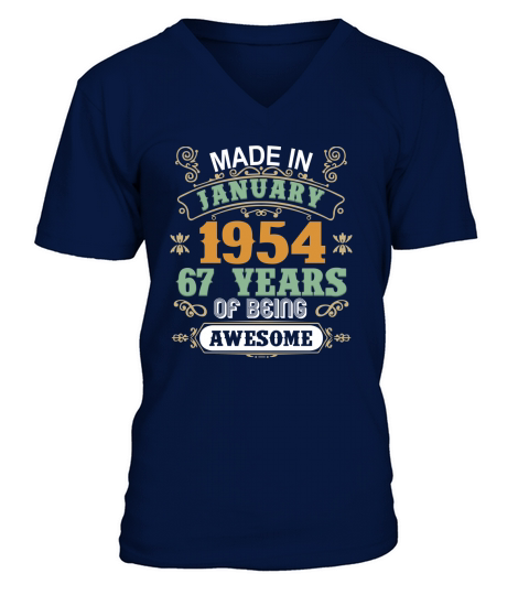 Made In January 1954 67 Years Of Being Awesome 67th Birthday V-Neck T-shirt
