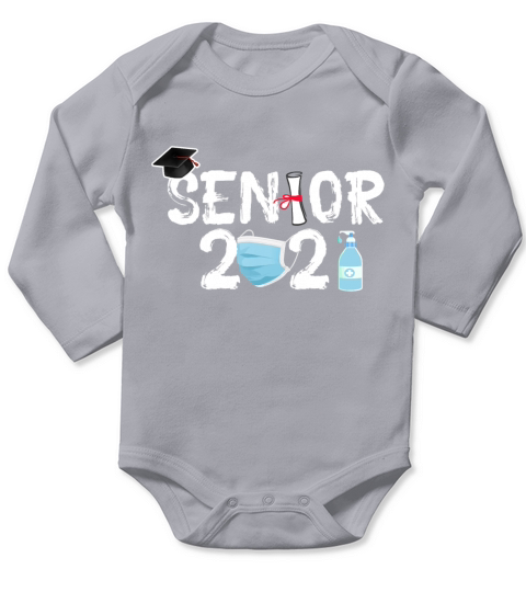 Graduating Senior Class 2021 Quarantine Mask Long Sleeve Baby One-Piece