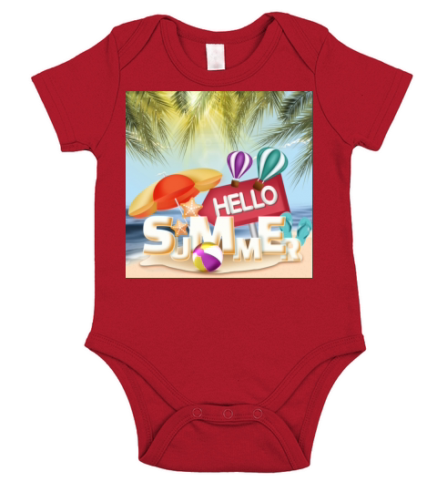 Hello Summer Beach Sea Water Short Sleeve Baby One-Piece