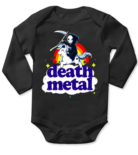 Unicorn Death Metal Go To Hell Funny Shirt Long Sleeve Baby One-Piece