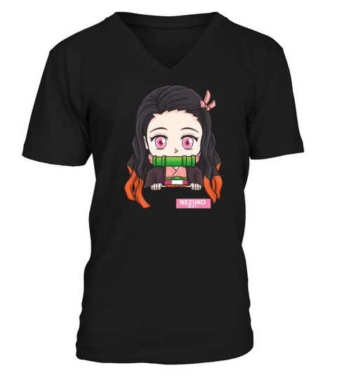 Anime Chibi Nezuko Pocket Men's V-Neck T-shirt