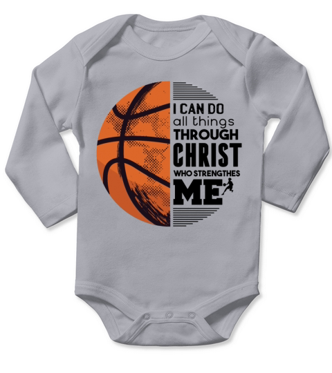 Christian Basketball Saying Religion Christ Gift Long Sleeve Baby One-Piece