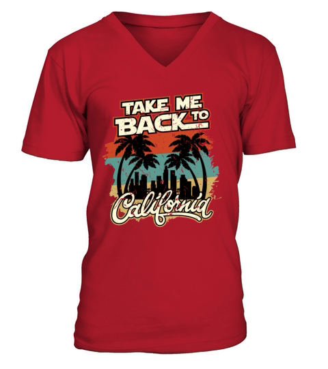California palm trees summer sea beach Los Angeles Men's V-Neck T-shirt