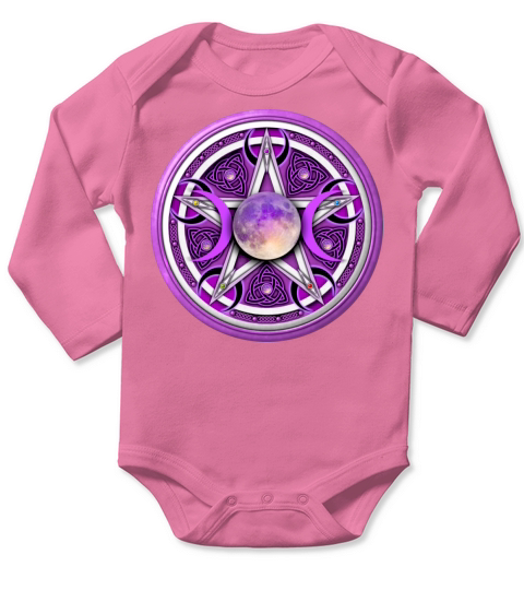 Purple Moon Pentacle Long Sleeve Baby One-Piece