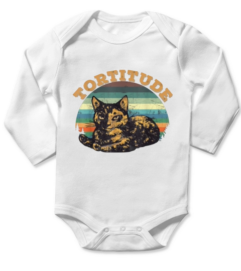 Tortitude cat torties are tortoiseshell kitty Long Sleeve Baby One-Piece