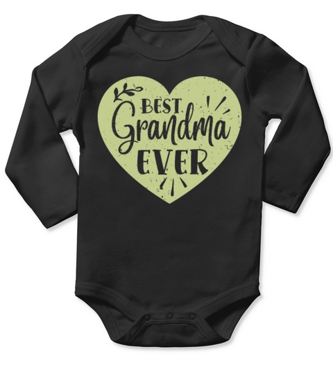 Best Grandma Ever Grandmother Heart Retro Vintage Long Sleeve Baby One-Piece