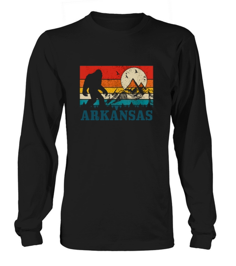 Arkansas Bigfoot Vintage Mountains Hiking Camping Long sleeved Unisex