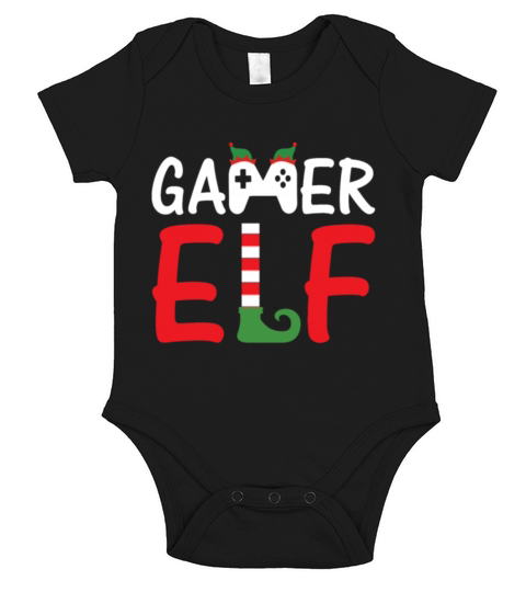 Gamer Elf Matching Christmas T Shirt Short Sleeve Baby One-Piece