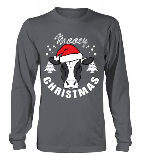 Mooey Christmas - Cow Head with Santa Hat Design Men's Long Sleeve
