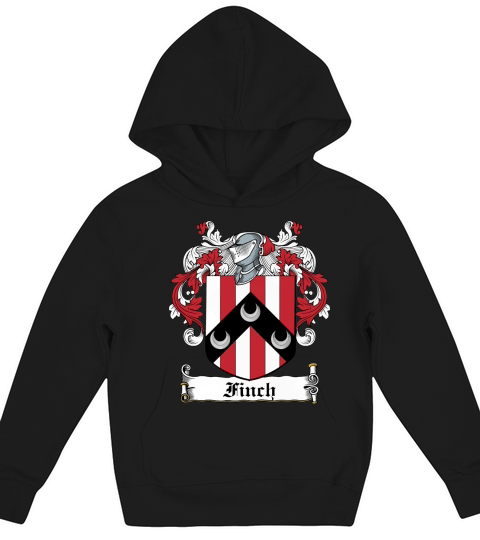 Finch Coat of Arms Irish Family Crests Kids Hoodie