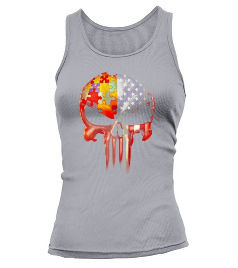 Autism Awareness America Flag skull Tank top Woman