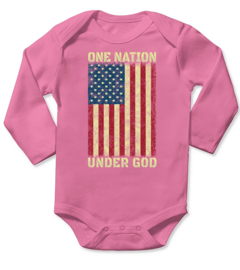 One Nation Under God 4th Of July American Flag Vintage Long Sleeve Baby One-Piece