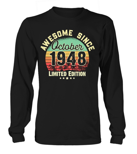 October 1948 73rd Year Old Birthday Gift Retro Women's Long Sleeve