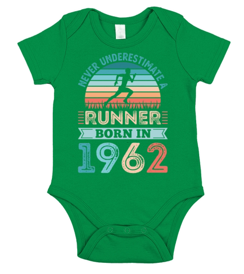 Runner born in 1962 60th Birthday Gift Running Dad Short Sleeve Baby One-Piece