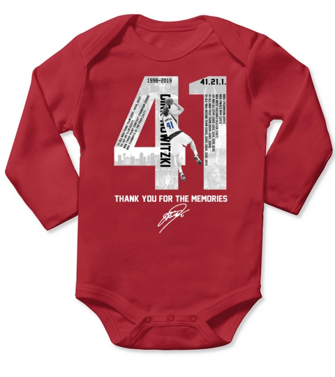41 Dirk Nowitzki Thank You For The Memories Signature Long Sleeve Baby One-Piece
