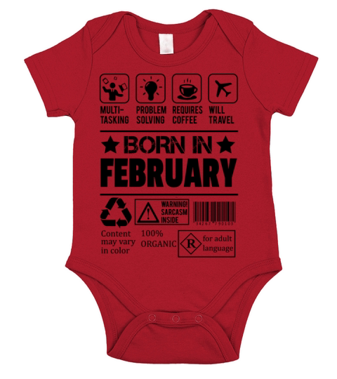 Born In February Short Sleeve Baby One-Piece