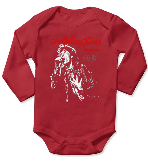Vintage The Rolling Stones Mick Jagger Mono Art Long Sleeve Baby One-Piece