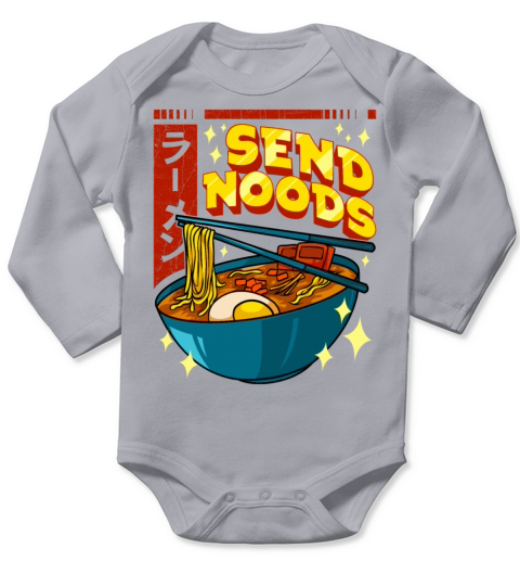 Funny Send Noods Pun Anime Gamer Ramen Kawaii Long Sleeve Baby One-Piece