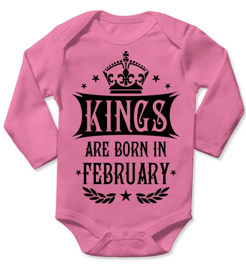 14 Kings are born in February King Birthday Gift Long Sleeve Baby One-Piece