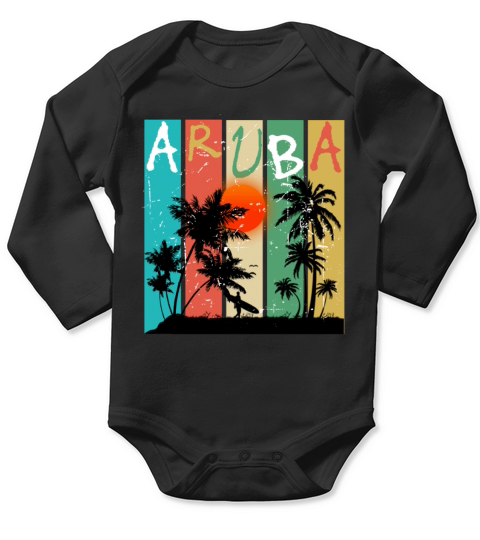 Aruba Retro Spring Break Vacation Gift Design Idea Long Sleeve Baby One-Piece