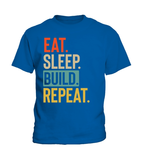 Eat Sleep build Repeat retro vintage colors Kids T-Shirt
