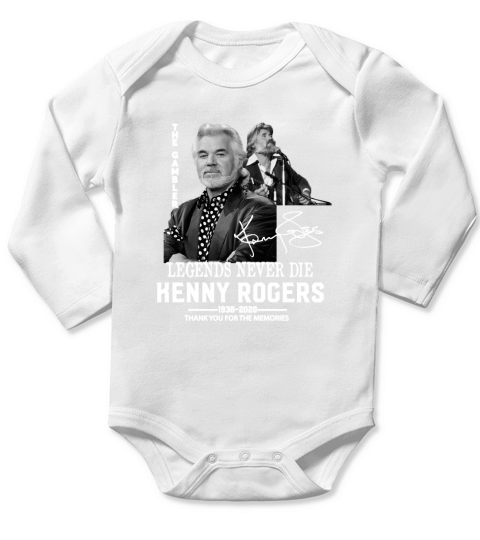 Legends Never Die Kenny Rogers 1938 2020 Signature Long Sleeve Baby One-Piece