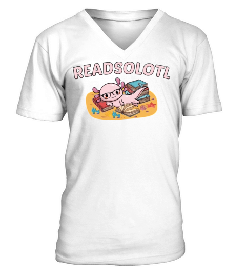Readsolotl Funny Axolotl Reading Books Lover Men's V-Neck T-shirt