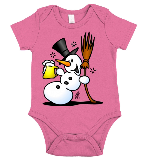 Snowman drinking Short Sleeve Baby One-Piece