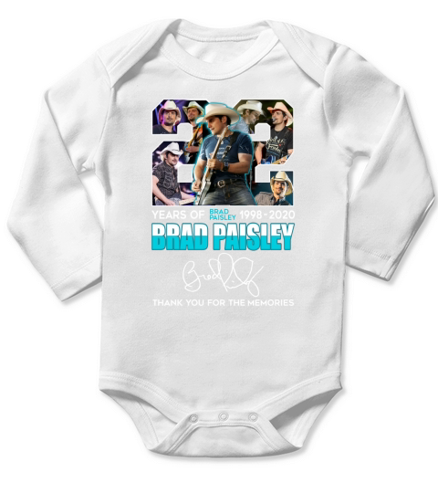 Brad Paisley 22 years of 1998 2020 thank you for the memories signature Long Sleeve Baby One-Piece