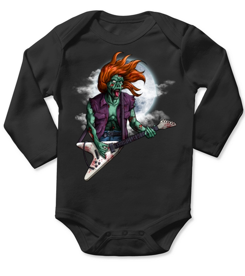 Rock n Roll Zombie Guitar Player Halloween Vintage Long Sleeve Baby One-Piece