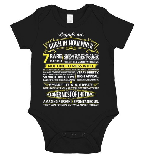Legends Are Born In November Short Sleeve Baby One-Piece