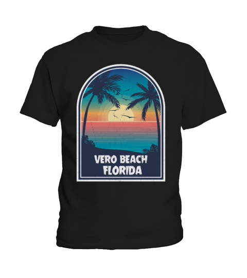Vintage Vero Beach Florida Retro 80s Summer Travel Kids T-Shirt