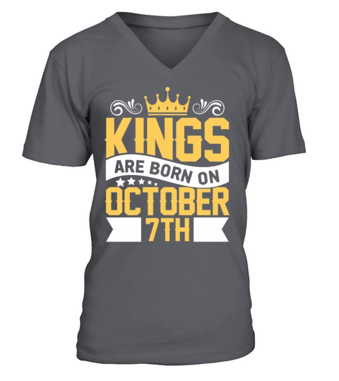 Kings are Born on October 7th Birthday on October Men's V-Neck T-shirt