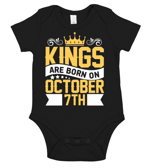 Kings are Born on October 7th Birthday on October Short Sleeve Baby One-Piece